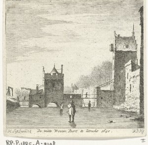 Gezicht op de Wittevrouwenpoort te Utrecht in winter