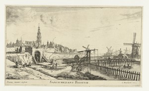 Gezicht op de Zaagmolenpoort te Amsterdam