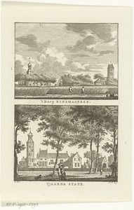 Gezicht op dorp Rinsumageest en Tjaarda state te Rinsumageest