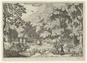 Gezicht op een bos met Kasteel Loenersloot