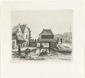 Gezicht op een brug over een gracht