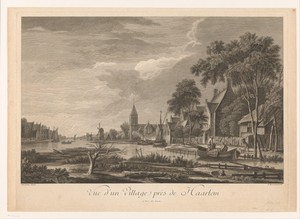 Gezicht op een dorp bij Haarlem