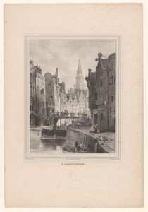 Gezicht op een gracht in Amsterdam