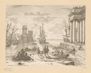 Gezicht op een haven