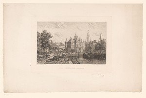 Gezicht op een haven in Amsterdam