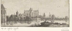 Gezicht op een kerk aan het water