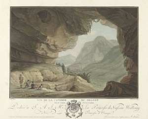 Gezicht op een landschap vanuit de Grot van de Draak