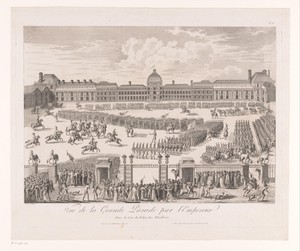Gezicht op een parade voor het Palais des Tuileries