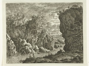 Gezicht op een ravijn in Stiermarken met twee vissers