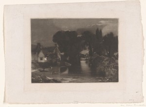 Gezicht op een rivier door een dorp