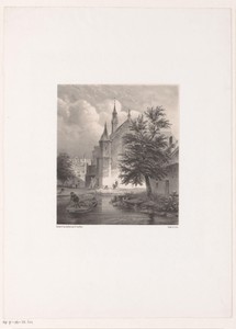 Gezicht op een rivier en een kerk
