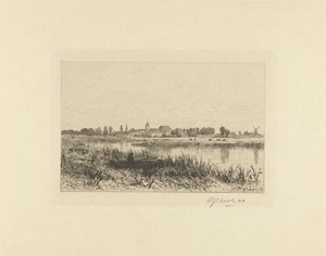 Gezicht op een rivier nabij Bemmel