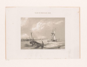 Gezicht op een stad gelegen aan het water met schepen en boten op zee