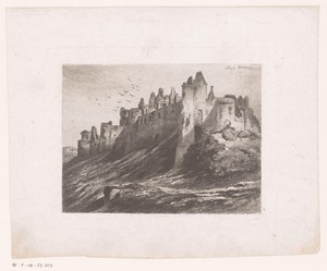 Gezicht op een vervallen kasteel