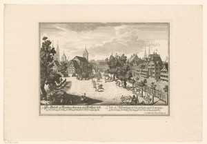 Gezicht op het eiland en de manege in Neurenberg