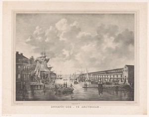 Gezicht op het Entrepotdok in Amsterdam richting het oosten
