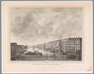 Gezicht op het Entrepotdok in Amsterdam richting het westen