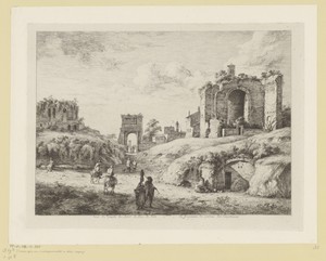 Gezicht op het Forum Romanum met de Boog van Titus en de Tempel van Venus en Roma