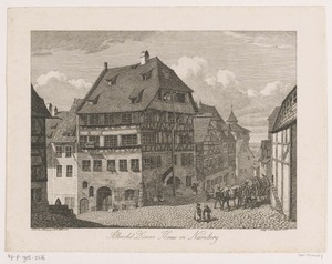 Gezicht op het geboortehuis van Albrecht Dürer te Neurenberg