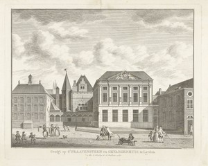 Gezicht op het Gravensteen te Leiden