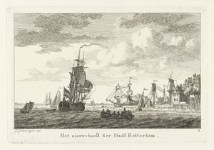 Gezicht op het hoofd van de Leuvehaven te Rotterdam
