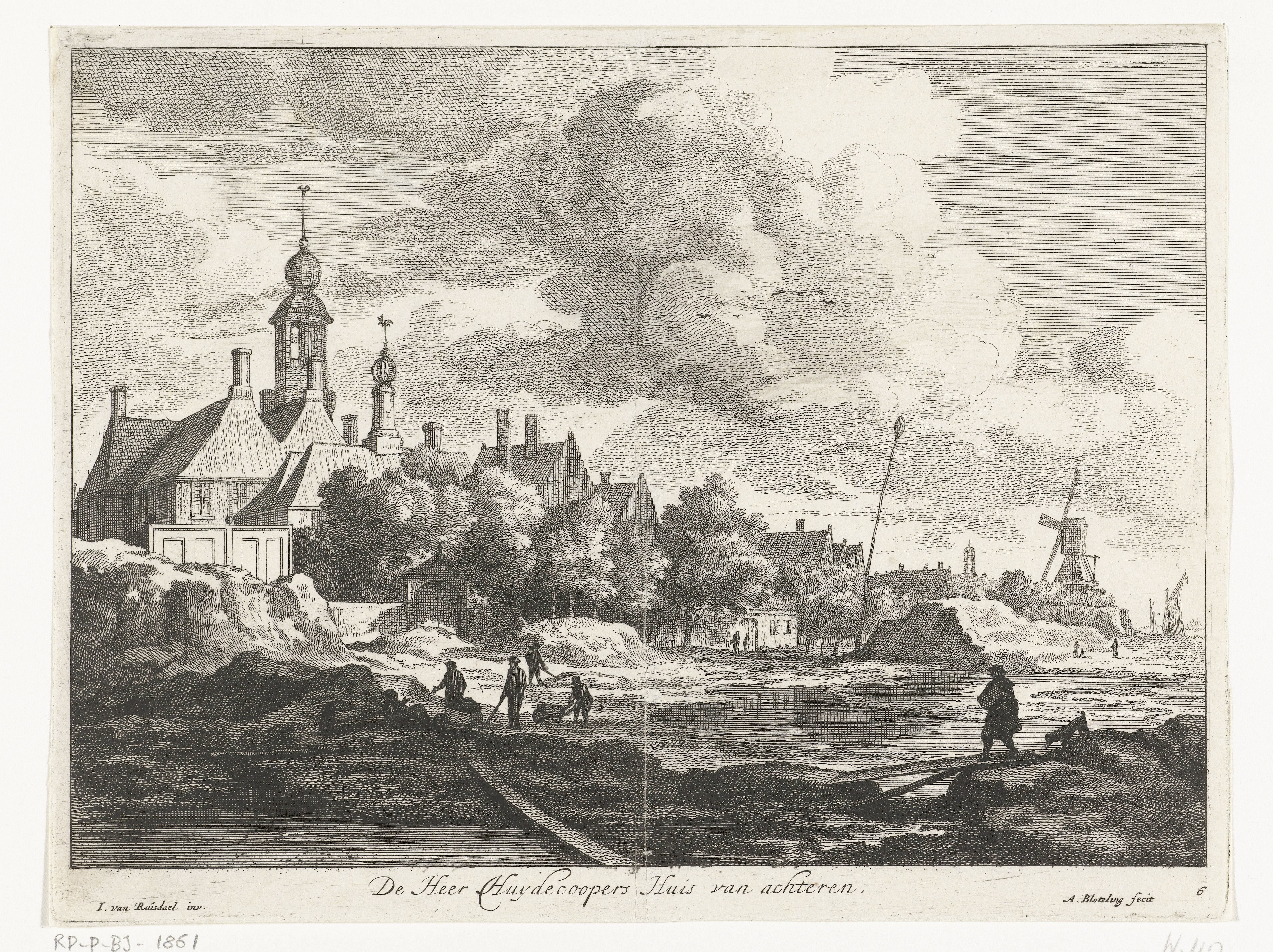 Gezicht op het huis van de heer Huydecoper by Abraham Bloteling