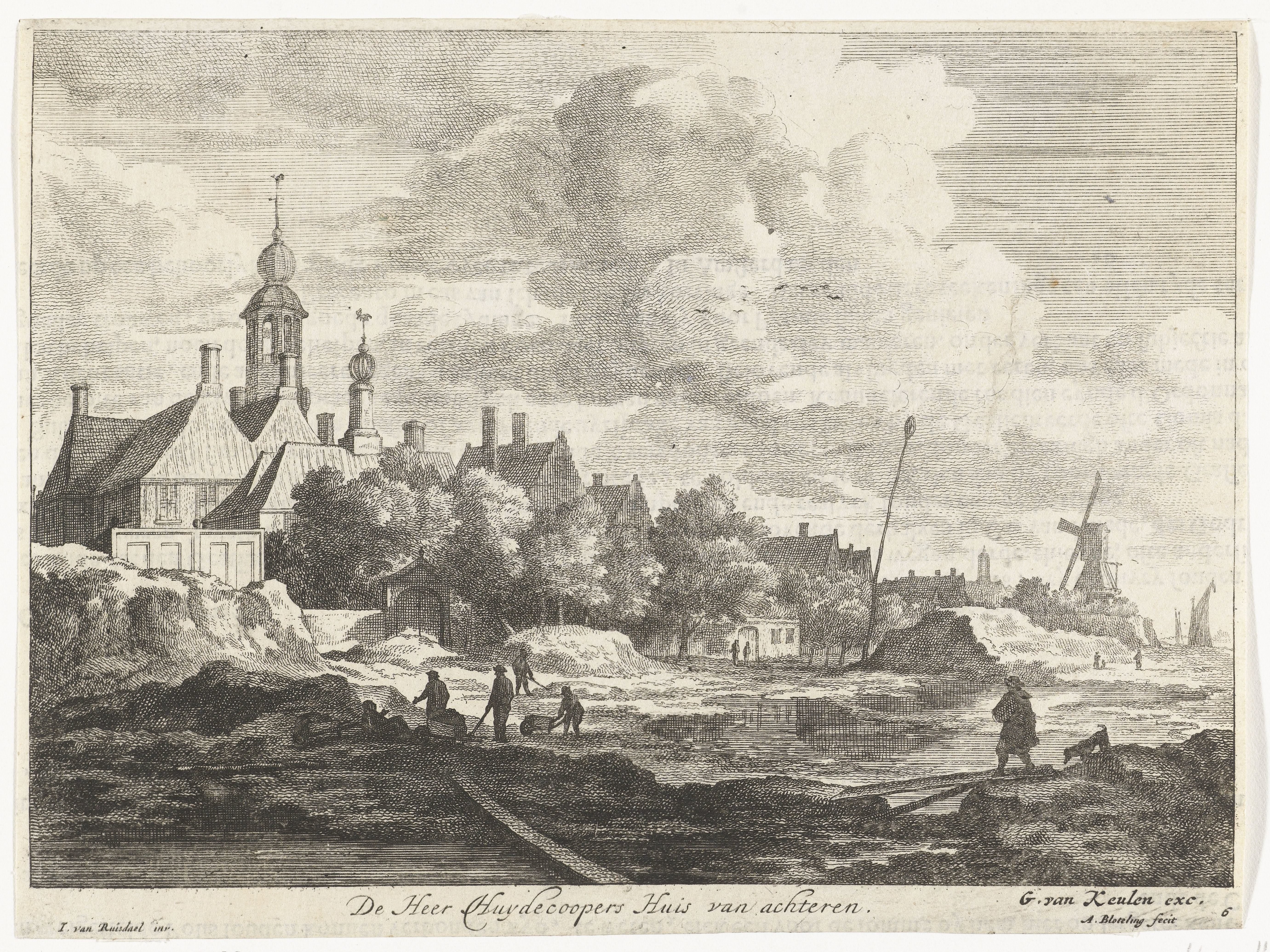 Gezicht op het huis van de heer Huydecoper by Abraham Bloteling