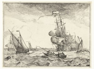 Gezicht op het IJ met roeiboot