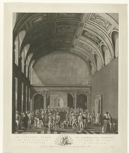 Gezicht op het interieur van de Schepenzaal van het Stadhuis op de Dam