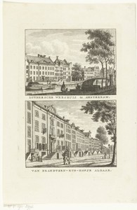 Gezicht op het Lutherse Diaconieweeshuis en het Van Brants-Rushofje te Amsterdam
