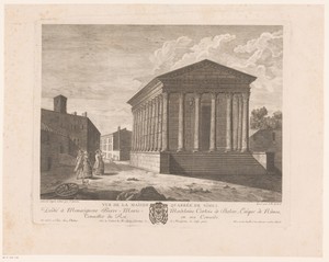 Gezicht op het Maison Carrée te Nîmes