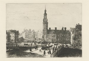 Gezicht op het Muntplein van Amsterdam