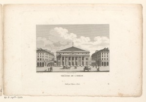 Gezicht op het Odéon-theater te Parijs