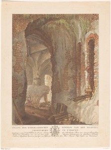 Gezicht op het onderaards gewelf van kasteel Vredenburg in Utrecht