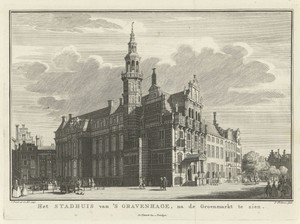 Gezicht op het oude stadhuis te Den Haag