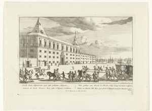 Gezicht op het paleis van Karel VI te Lissabon