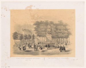 Gezicht op het Plein in Den Haag met standbeeld van Willem I