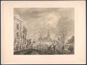 Gezicht op het Rapenburg te Leiden, na de buskruitramp