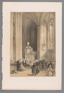 Gezicht op het reliekschrijn van de drie koningen in de Dom van Keulen