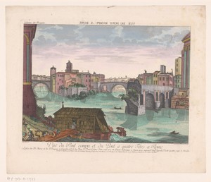 Gezicht op het Tibereiland te Rome