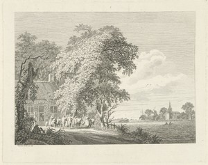 Gezicht op het veerhuis in Krimpen aan de Lek, 1756