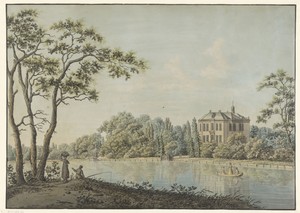 Gezicht op huis Over Holland met theekoepel aan de Vecht te Nieuwersluis