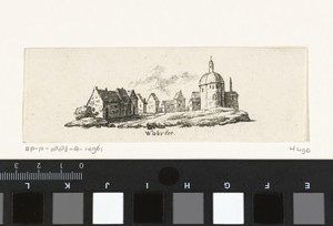 Gezicht op huizen en een kerk