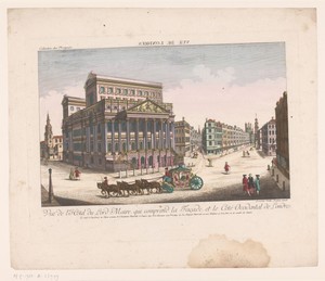 Gezicht op Mansion House te Londen