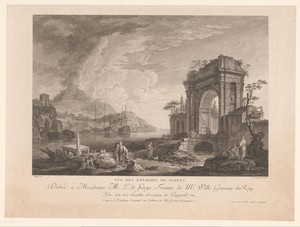 Gezicht op Napels met de Vesuvius