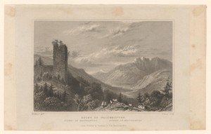 Gezicht op ruïnes aan de Rijn