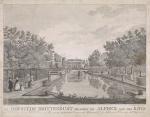 Gezicht op vijver van buitenplaats Hofstede Brittenrust