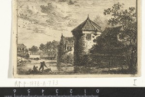 Gezicht over de stadsbuitengracht op de stadswal van Utrecht