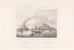 Gezicht vanaf het water op de haven van Banda Neira