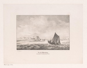 Gezicht vanaf het water op de Moerdijk bij Willemsdorp